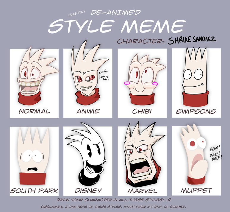 the different styles of the same thing meme, one thing drawn in multiple styles