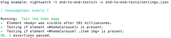 Results from the tests are displayed in the console