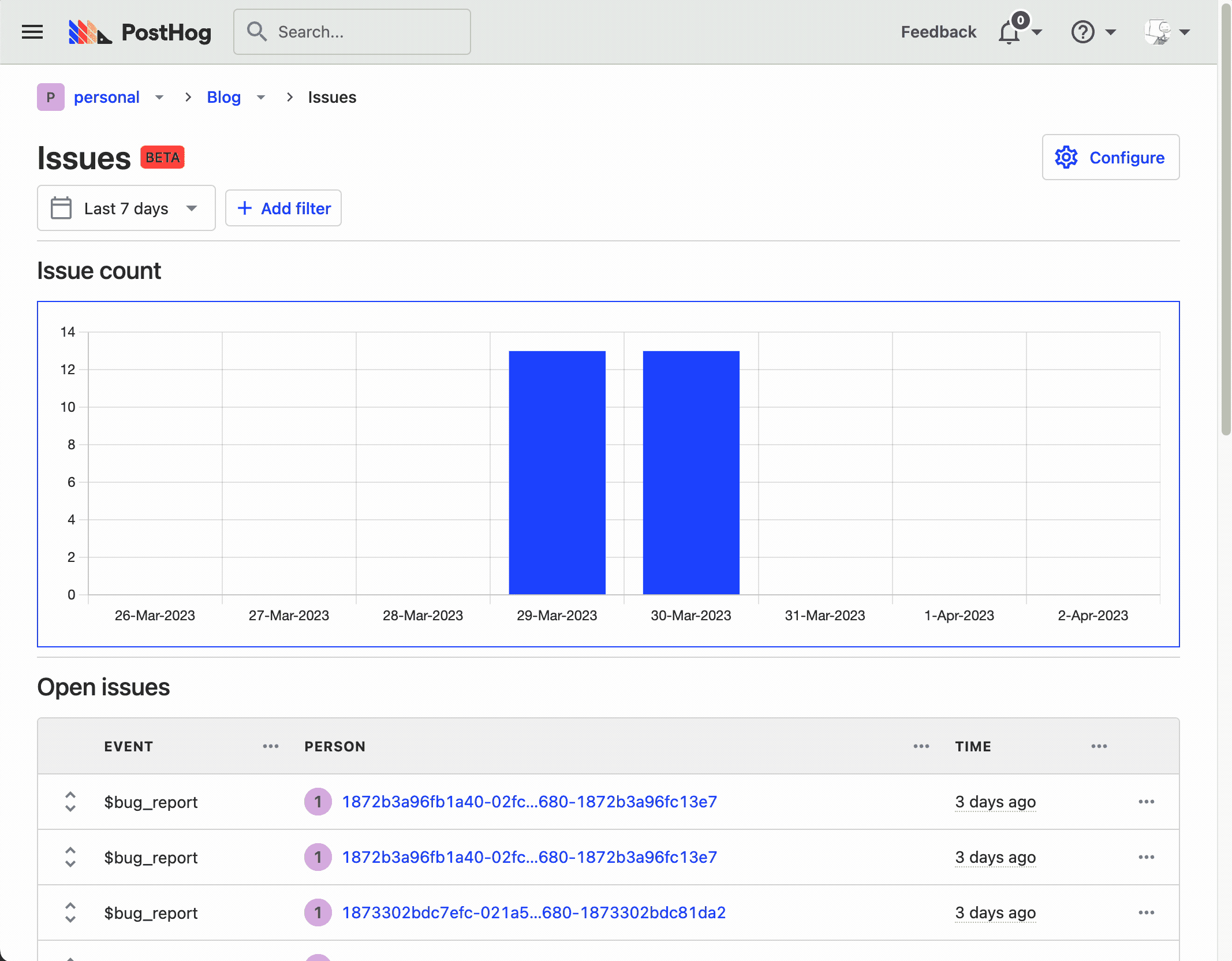 a gif of the issue tracking page we built