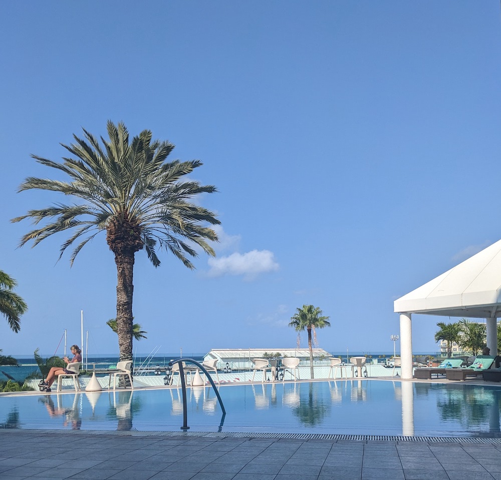 a pina colada by the pool