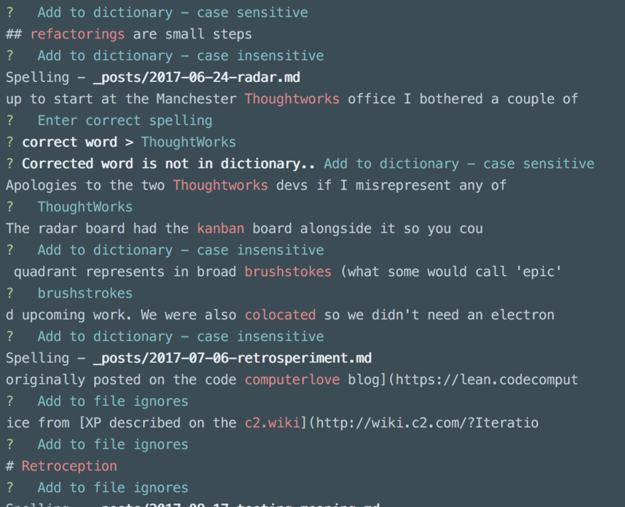 example interactive spelling output